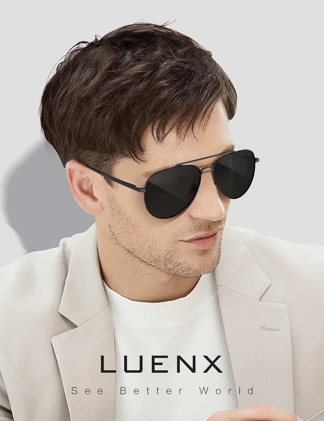 Aviator Sunglasses for Men Womens Polarized Driving Shades Black Lens Black Metal Frame Classic Style 60mm
