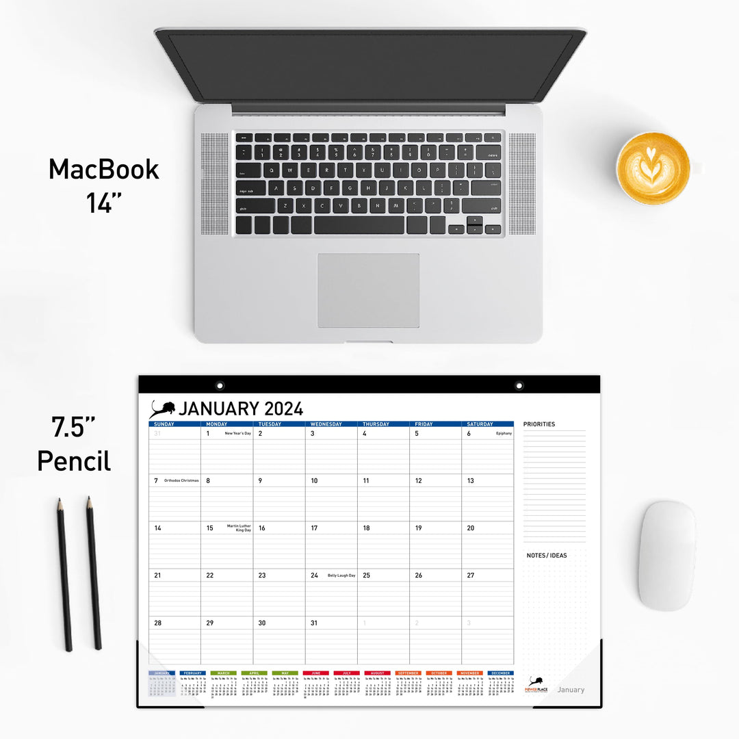 18 Month Desk Calendar 2024-2025 - Large Desktop Calender 17 x 12 - Monthly Planner for Home and Office - School and Teacher Planning Tool