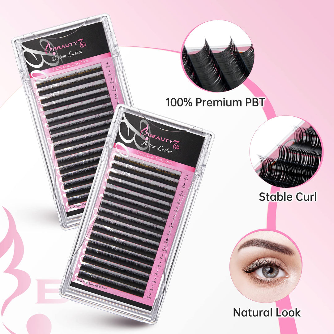 C Curl, 0.15 Thickness: Mixed Volume Under Bottom Lower Individual False Eyelash Extension Tray Matte Synthetic Mink Curl C 0.15Mm Thickness 5/6/7Mm Length