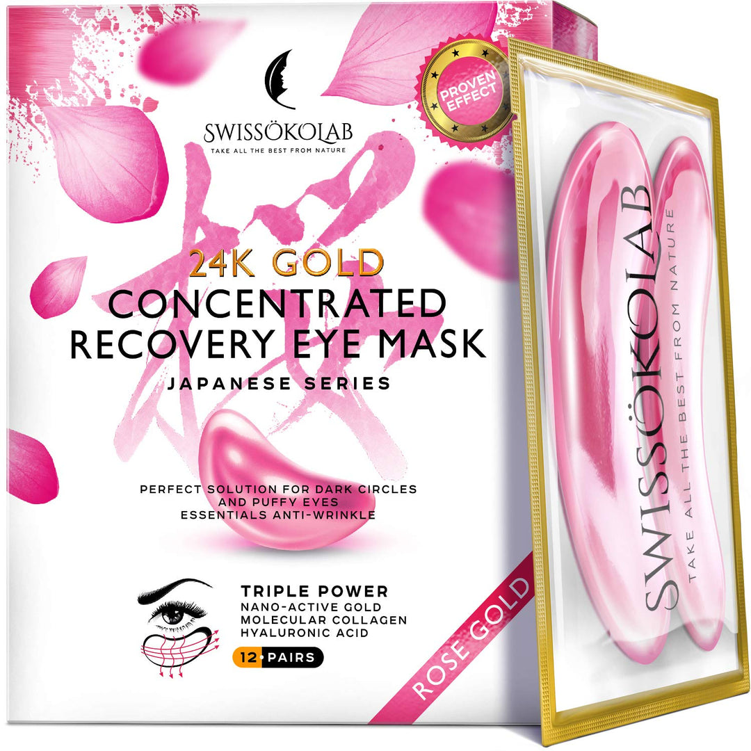 Eye Pads 24k Rose Gold Eye Mask Anti-Aging Hyaluronic Acid Eye Patches Pink Under Eye Mask for Moisturizing &amp; Reducing Dark Circles Puffiness Wrinkles