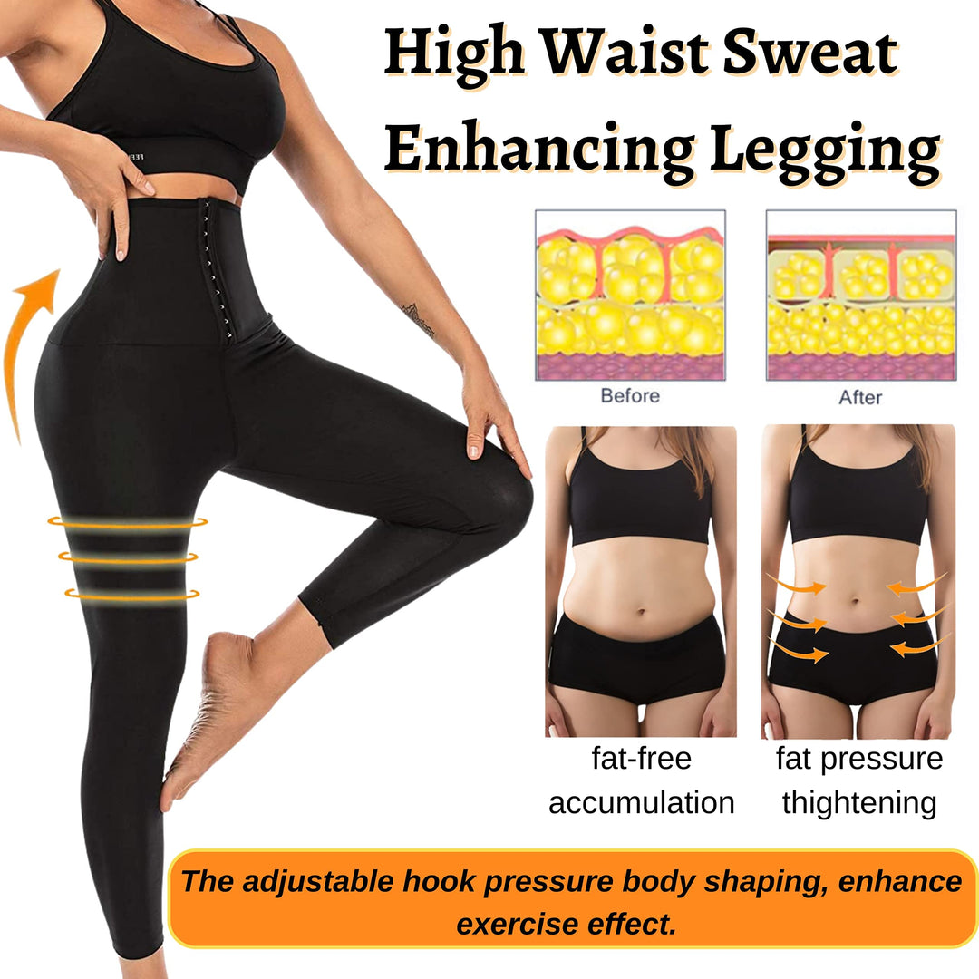Sauna Pants Fitness Exercise Sauna Leggings Compression Sauna Sweat Pants Workout Training Thermo Sweat Leggings for Womens(Style 2,Medium)