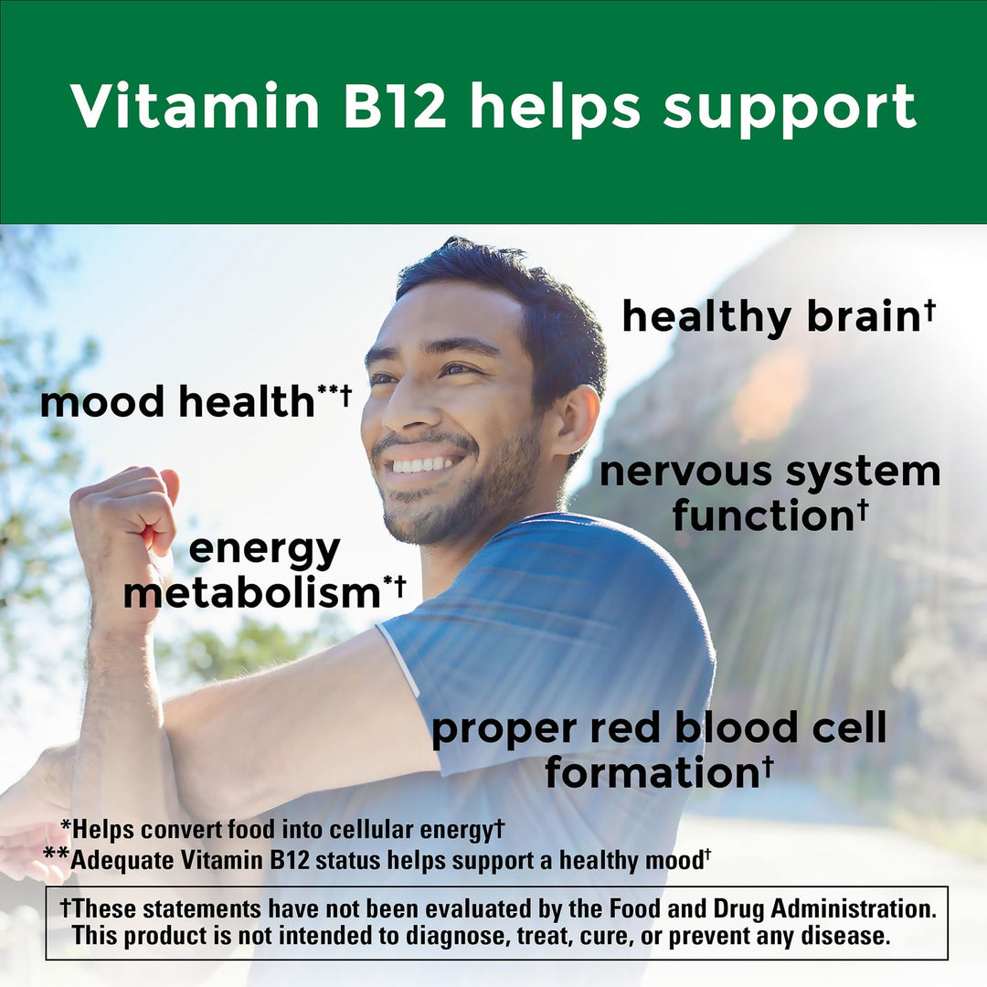 Nature Made Vitamin B12 500 mcg, Dietary Supplement for Energy Metabolism Support, 100 Tablets, 100 Day Supply