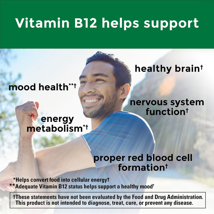 Nature Made Vitamin B12 500 mcg, Dietary Supplement for Energy Metabolism Support, 100 Tablets, 100 Day Supply