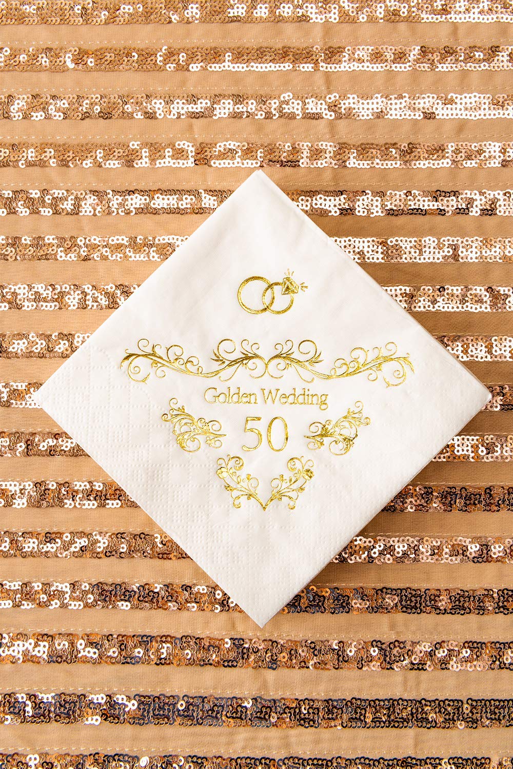 Crisky 50th Wedding Anniversaray Napkins Golden Cocktai