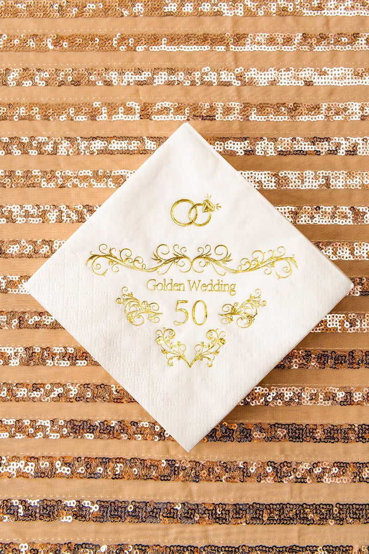Crisky 50th Wedding Anniversaray Napkins Golden Cocktai
