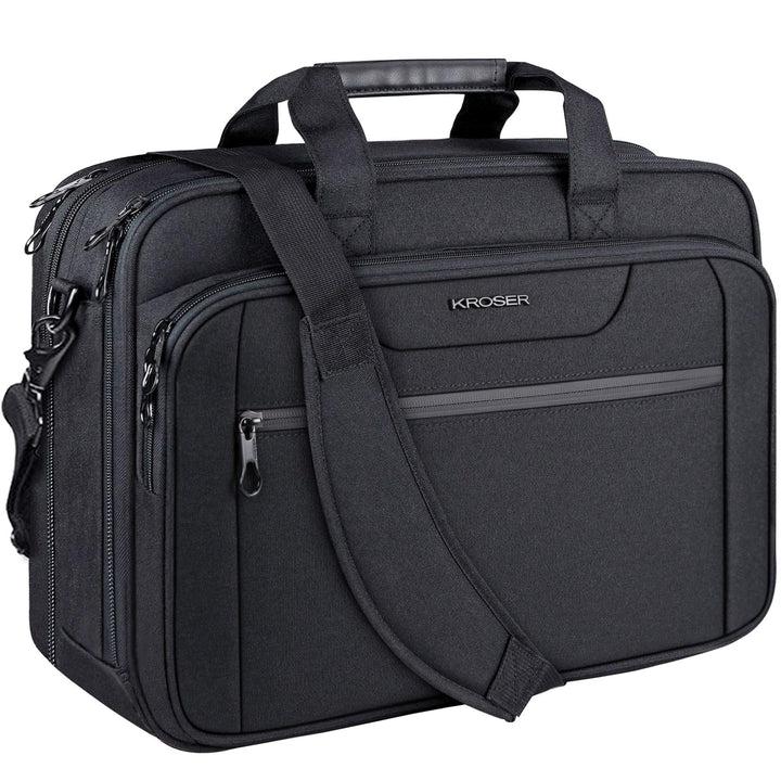 Laptop Bag Expandable Laptop Briefcase Fits Up to 17.3 Inch Laptop Water-Repellent Shoulder Messenger Bag Computer Bag for Travel/Business/Men/Women-Black