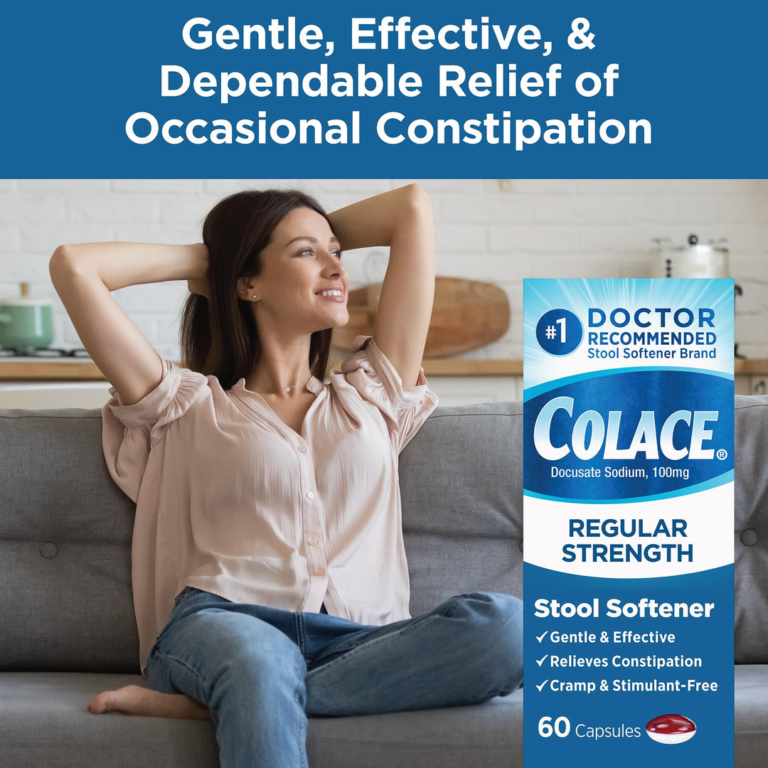 Colace Regular Strength Stool Softener 100 mg Capsules 