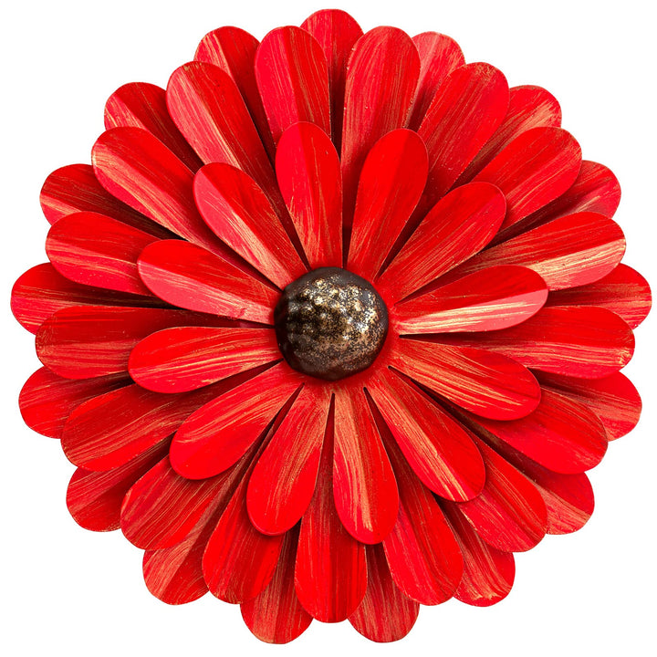Red Metal Flowers Wall Decor Metal Wall Art Decorations Hanging For Indoor Outdoor Home Bathroom Kitchen Room Bedroom Living Room Garden Patio Porch 12 Inch
