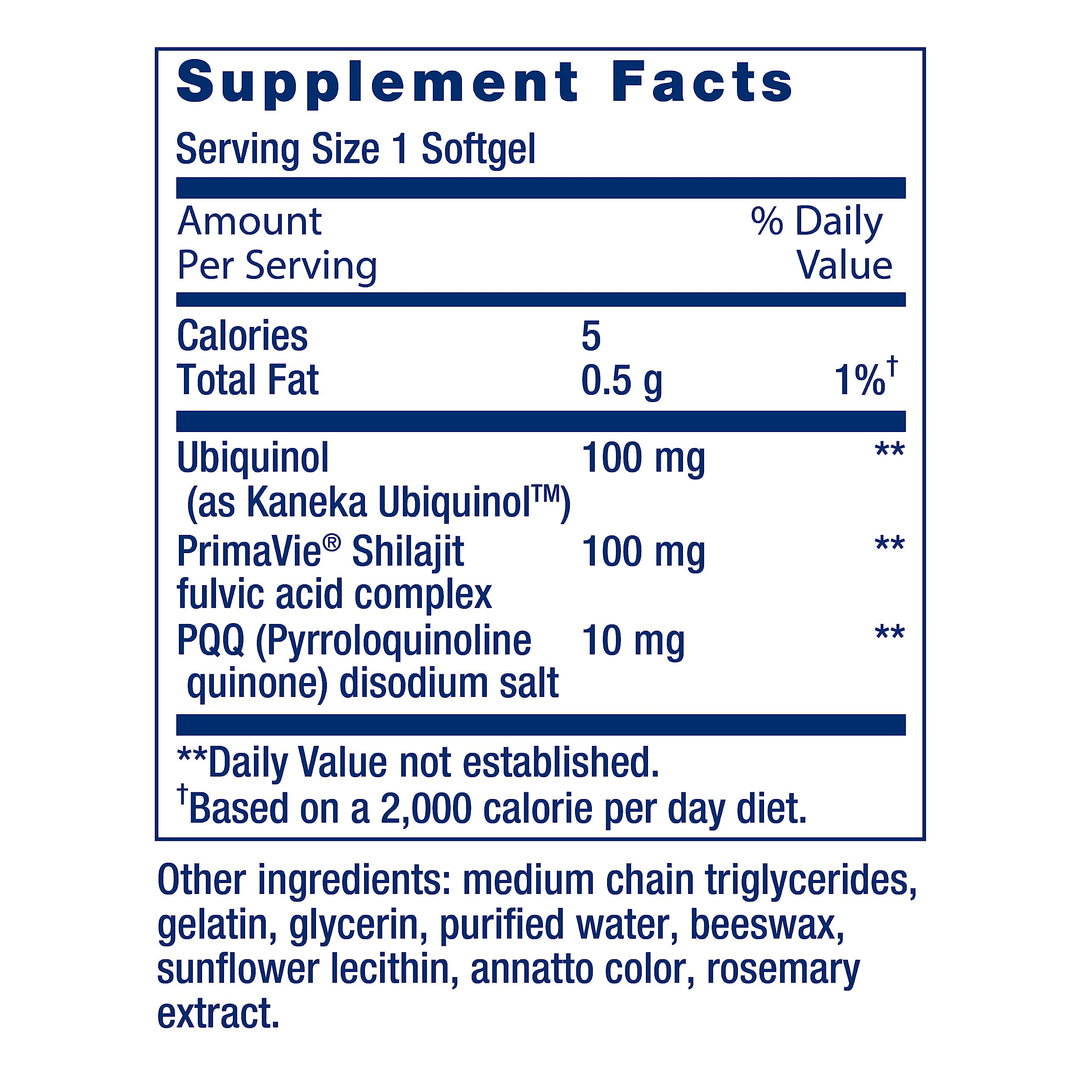 Super Ubiquinol CoQ10 with PQQ, CoQ10, PQQ, shilajit, heart health, cellular energy support, 8x better absorption, gluten-free, 100 mg, 30 softgels