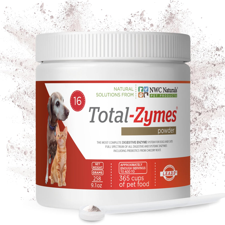 Total-Zymes Digestive Enzymes for Dogs and Cats, Unflavored Dog Food Additives for Gut Health with Prebiotic to Support Food Digestion & Absorption, Relieves Gas & Bloating, 365 Servings - 8 Ounces