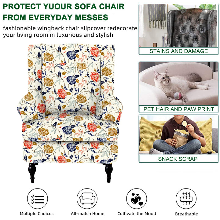 CRFATOP Wing Chair Slipcovers, 2 Piece Stretch Spandex 
