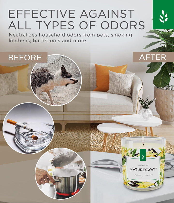 ™ Naturesway™ Nag Champa Odor Eliminating Scented Candle for Home - Non-Toxic, Long Lasting, All Natural Soy Wax Candle - 12.5 Ounce Jar with Lid - Handmade in The USA