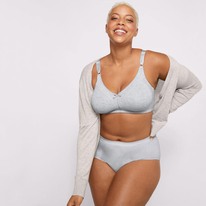 Bali Women's Double Support Cotton Stretch Wire-Free Bra, Heather Grey, 40B
