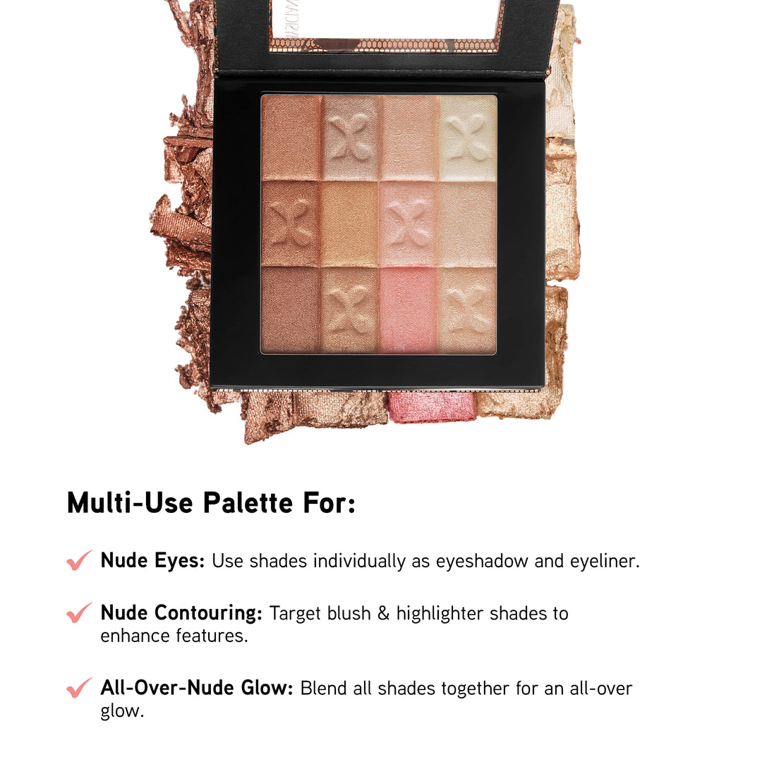 Shimmer Strips All-in-1 Custom Nude Palette for Face &amp; Eyes, Warm Nude, 0.26 Ounce
