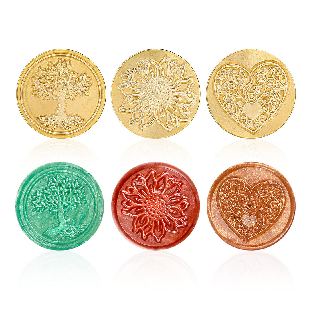 Wax Seal Stamp Heads, Set of 3 Tree of Life, Love, Sunf