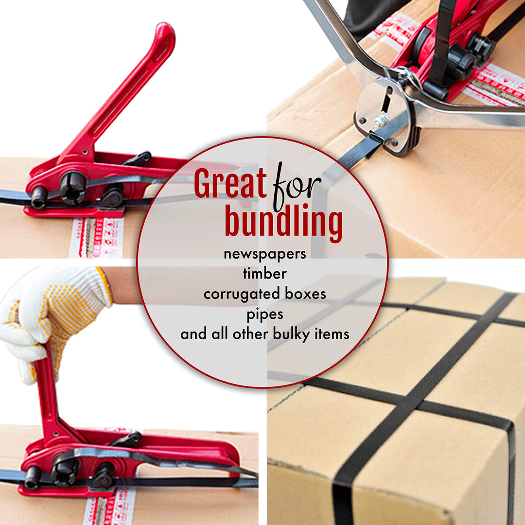 Strapping 1/2 x 300’ Heavy Duty Hand Grade Polypropylene (PP) Strapping Roll 300 lbs Break Strength(100m Yellow)