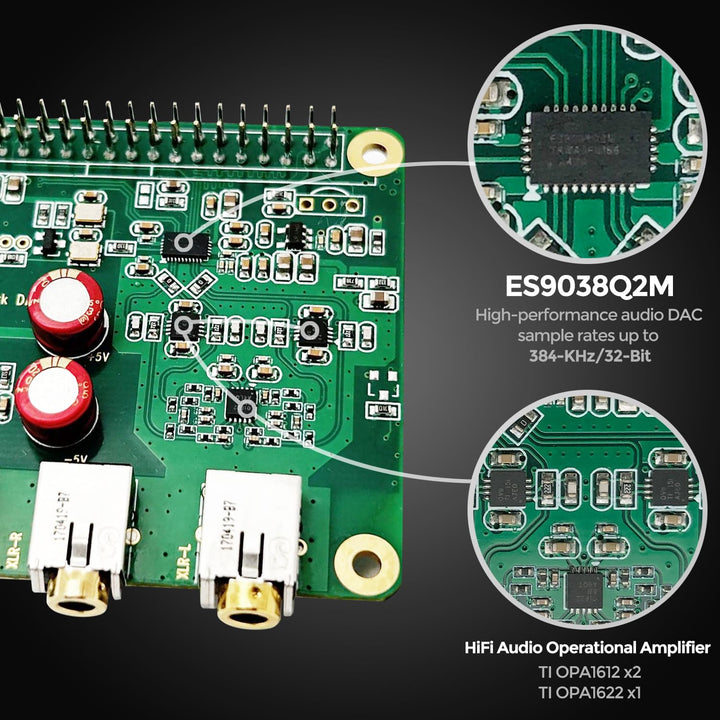 Raspberry Pi HiFi DAC Pro Hat ES9038Q2M Audio Card PCM DSD Lossless High Resolution Digital-to-Analog Converter Adapter for Raspberry Pi 5 4 3B+ 3B Zero w Zero
