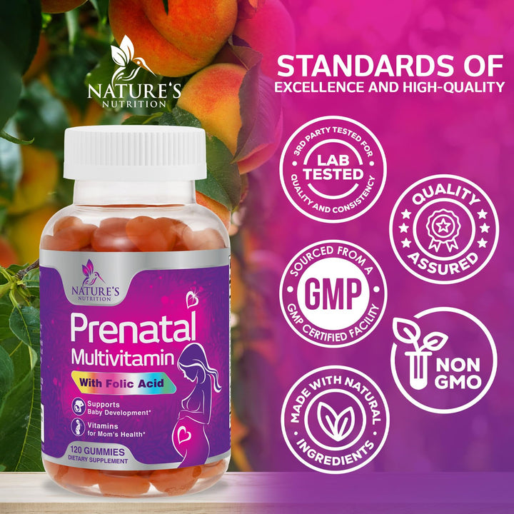 Prenatal Gummy with Folic Acid, Prenatal Vitamins and M