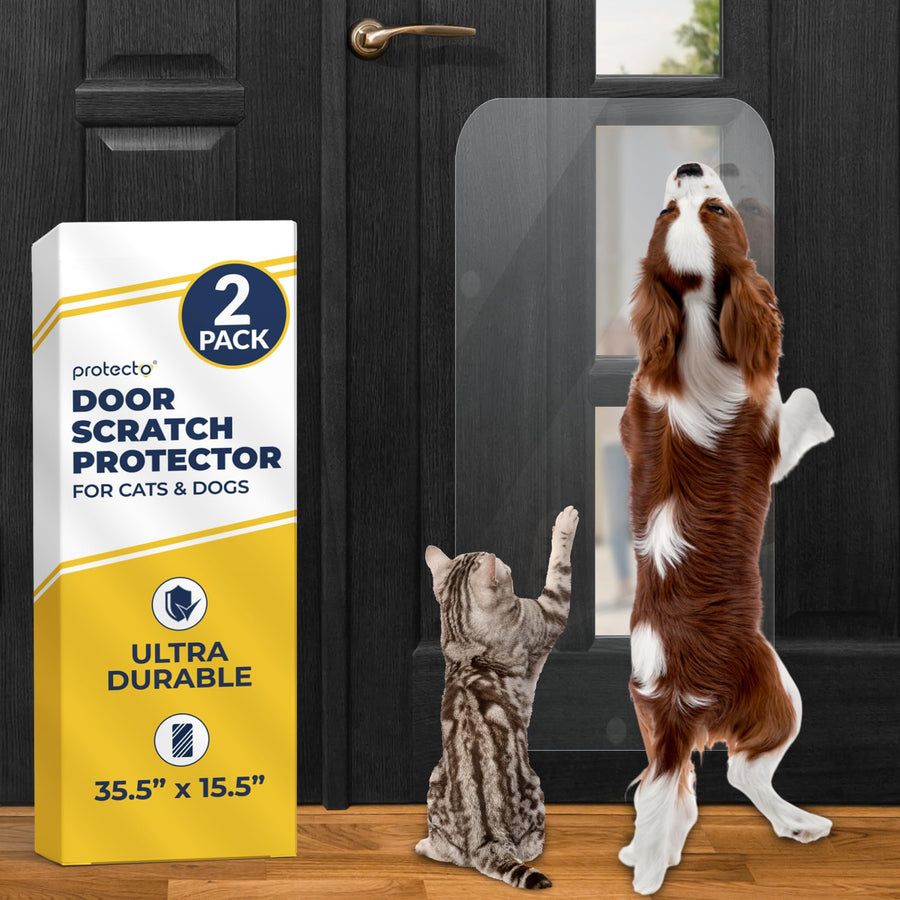 2 Pack Cat Dog Scratch Protector, 35.5x15.5 Indoor Outdoor, Easy Install on Door, Window, Glass, Screen