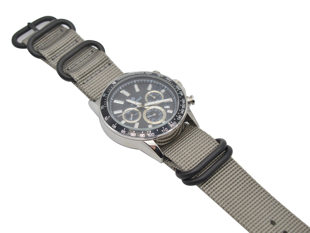 Watch Band with Ballistic Nylon Material Strap and High-End Black Buckle (Matte Finish Buckle) (23mm, Grey)