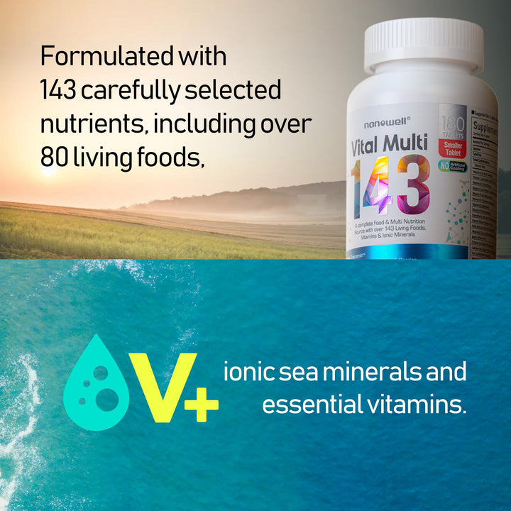 Vital Multi 143 - Multivitamin &amp; Multimineral Supplement with 20 Vitamins and 72 Minerals,143 Ingredients Total - 120 Tablets, 30 Day Supply