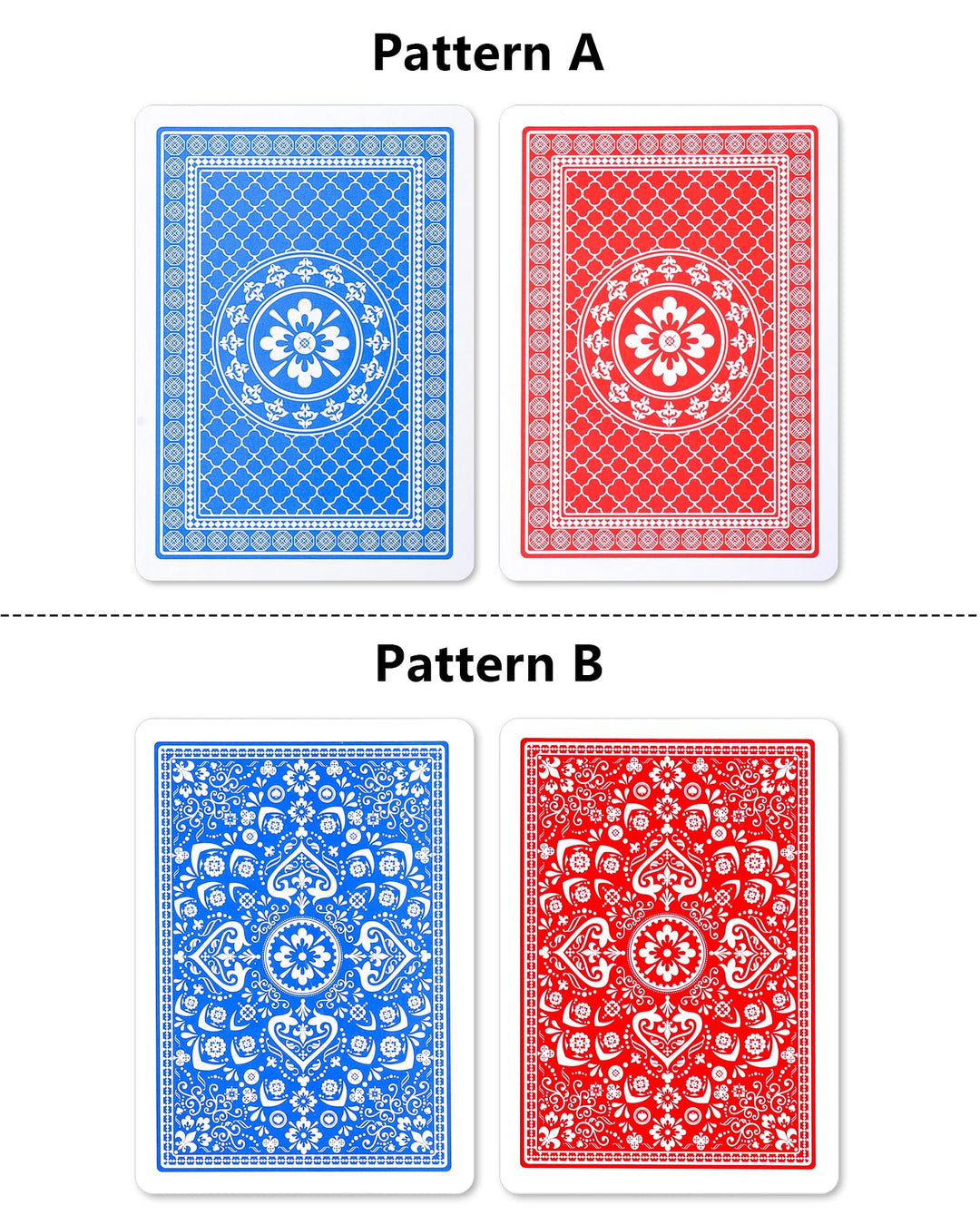 2 Pack Large Print Playing Cards, Poker Size Large Index Deck of Cards, Linen Finish Surface, Pattern A