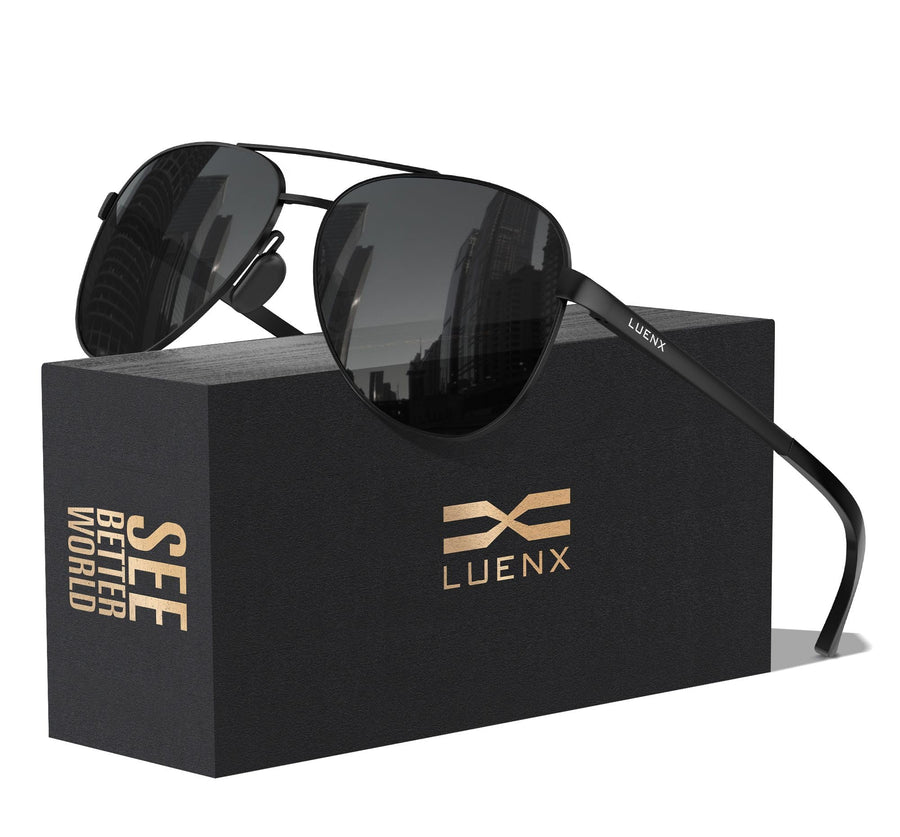 Aviator Sunglasses for Men Women Polarized - Silver Frame Blue Lens Mirrored Driving uv 400 Protection