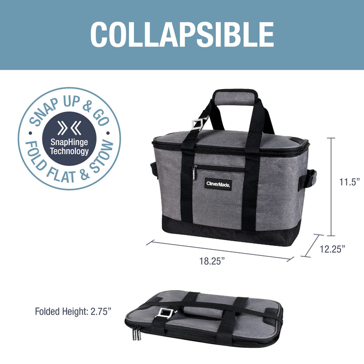 Collapsible Cooler Bag, 50 Can Beach &amp; Travel Car Cooler, Folding Soft Cooler, Shoulder Strap, Bottle Opener, Great Car Coolers for Travel, Leak Proof Cooler Bag [Charcoal/Black]