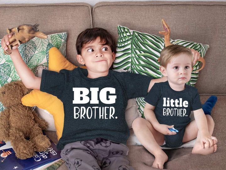 Big Brother Little Brother Shirts Matching Outfits Sibling Gifts Baby Set (Charcoal Black, Kids (3Y) / Baby (1-3M))