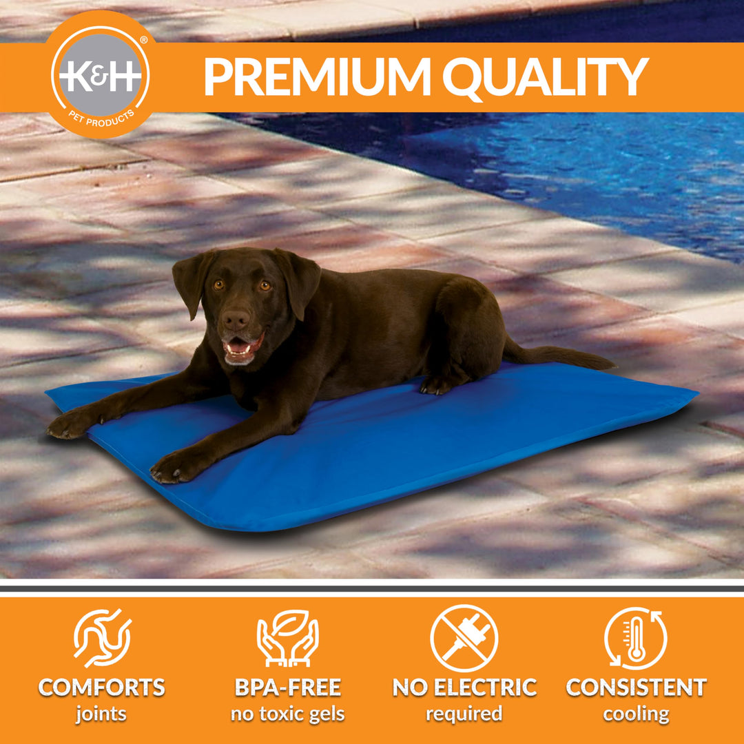 K&amp;H Pet Products Cool Bed III Dog Cooling Mat, Indoor Outdoor Cooling Beds for Large Dogs, Chilling Pet Pad for in Home, Outdoor Houses, Crates, Yards, Porches - Large 44 X 32in Chill Blue