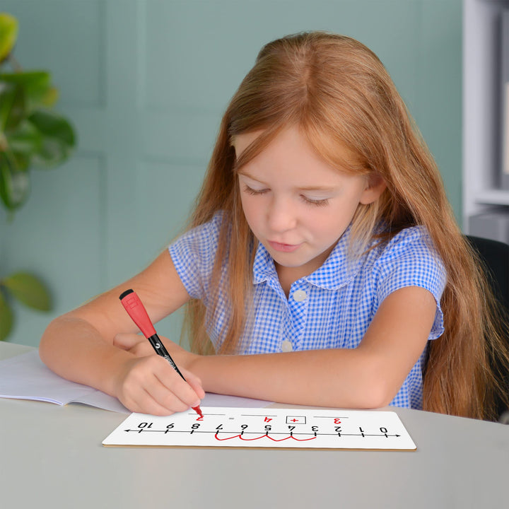 SCRIBBLEDO Dry Erase Number Line Board 4”x12” Inch Lapboard Double Sided White Board Featuring 0-10 Number Line On One Side 0-20 On The Other for Students Desk Whiteboard Math Manipulatives