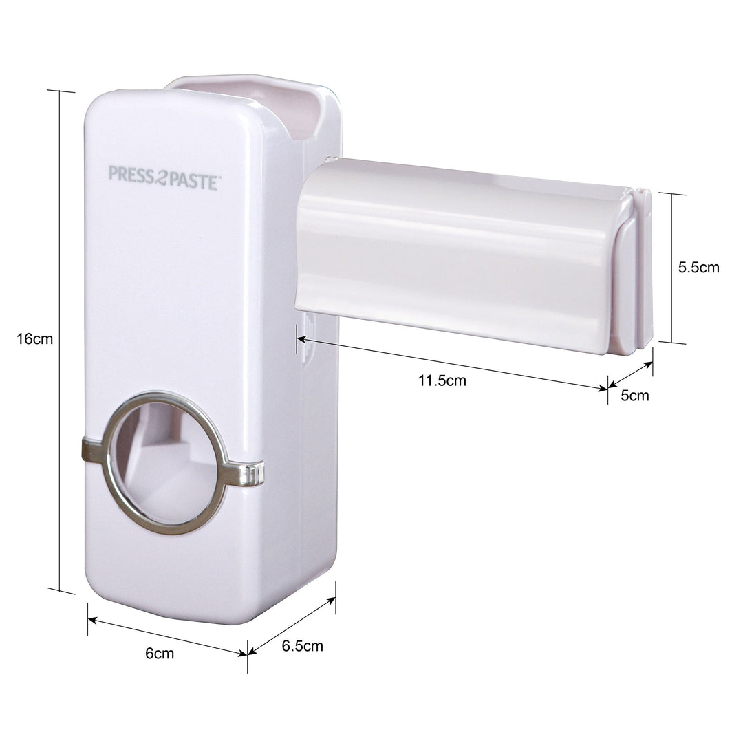 Press 2 Paste - Hands Free Automatic Toothpaste Dispenser and Toothbrush Holder