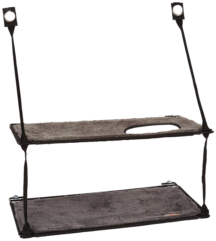K&amp;H Pet Products EZ Mount Double Stack Cat Window Perch for Large Cats, Sturdy Window Hammock Bed, Steel Frame, Sturdy Suction Cups, 2 Washable Shelf Covers, Foldable - Fits 27W X 31H Glass Spaces