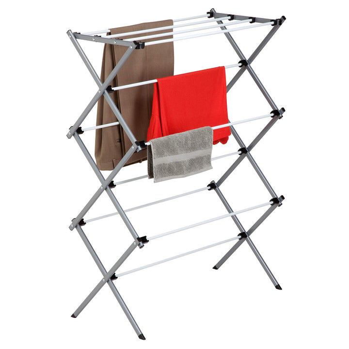 Deluxe Metal Collapsible Clothes Drying Rack, 50 lbs, 29 x 14.2 x 42.1, White &amp; Grey
