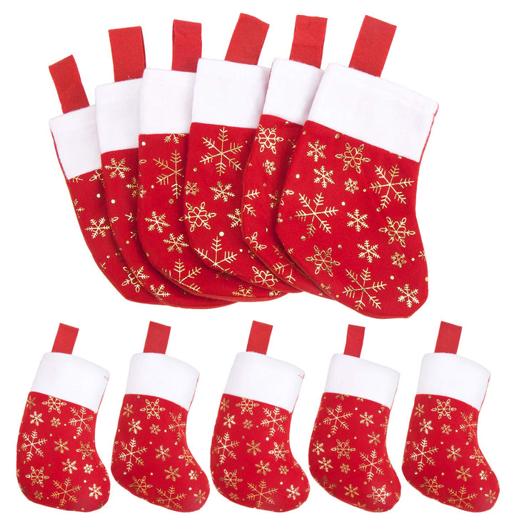Christmas Mini Stockings,12 Pcs Felt Glitter Snowflake Stockings for Christmas Tree and Room Ornament Decoration and Gift Holder(8Inches)
