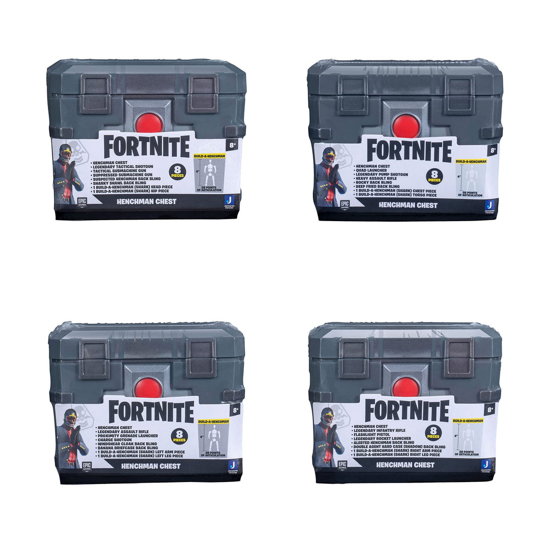 Henchman Chest Shark Collectible Accessory Set Bundle- Includes 4 Shark Style Henchman Chests, 8 Back Bling, 12 Weapons, 8 Shark Henchman Build-A-Figure Pieces. More Styles Dropping Soon