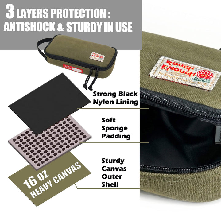 Rough Enough Small Tool Bag Pouch Box Large Pencil Case for Men Boys EDC Organizer Storage for Accessories with Zipper Handle