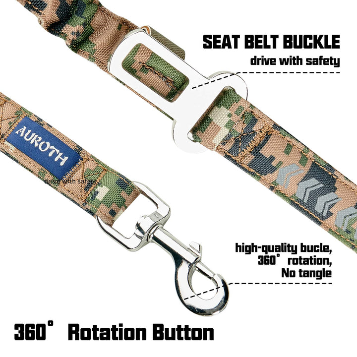 AUROTH Dog Leash Large Dogs, Heavy Duty Dog Leash Bungee, No Pull Dog Leash for Shock Absorption, Woodland Camo Dog Training Leashes for Medium Large Breed Dogs 6FT, 2 Padded Handles