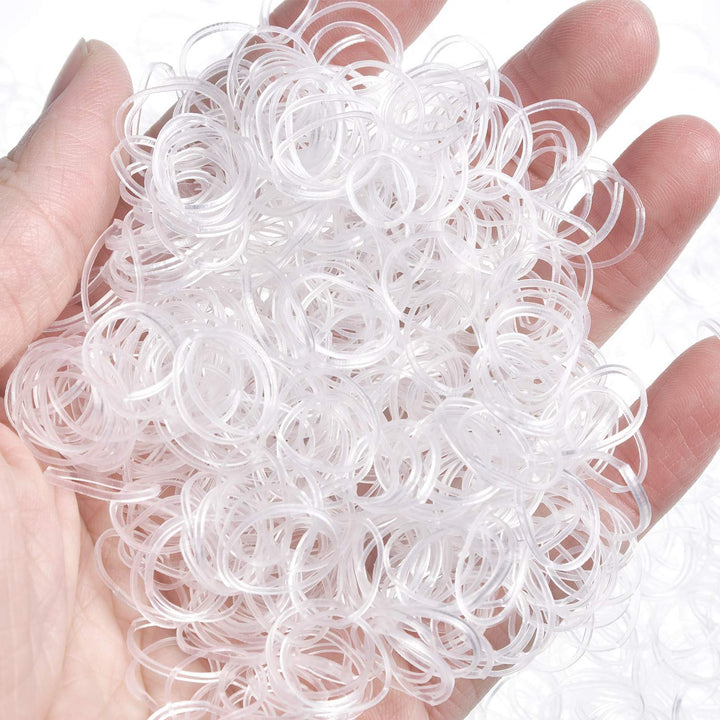 Pack of 1000 Mini Rubber Bands Soft Elastic Bands for Kids Hair, Braids Hair, Wedding Hairstyle and More (Clear)