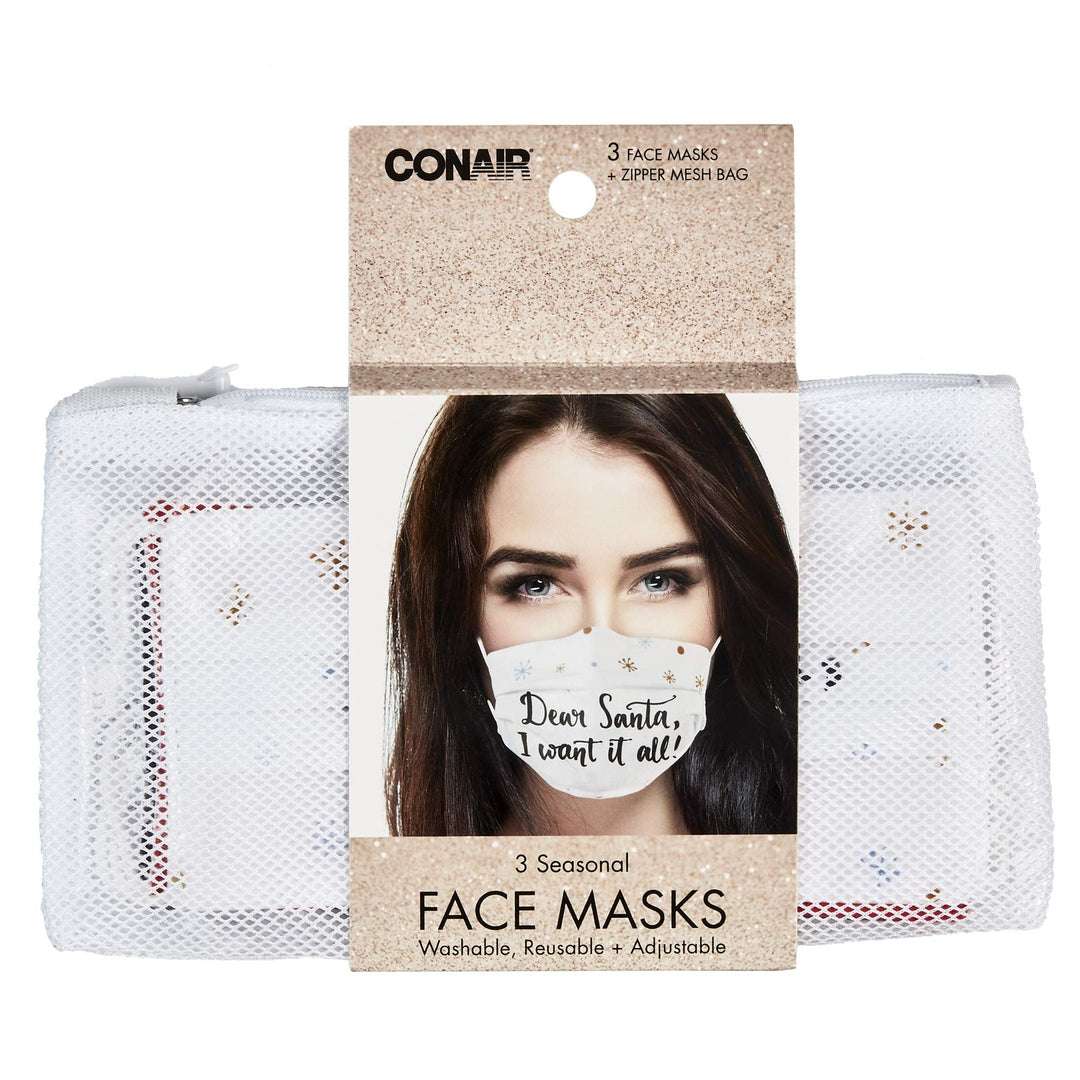 Allegro by Scunci Holiday Fun Face Masks With Mesh Bag,