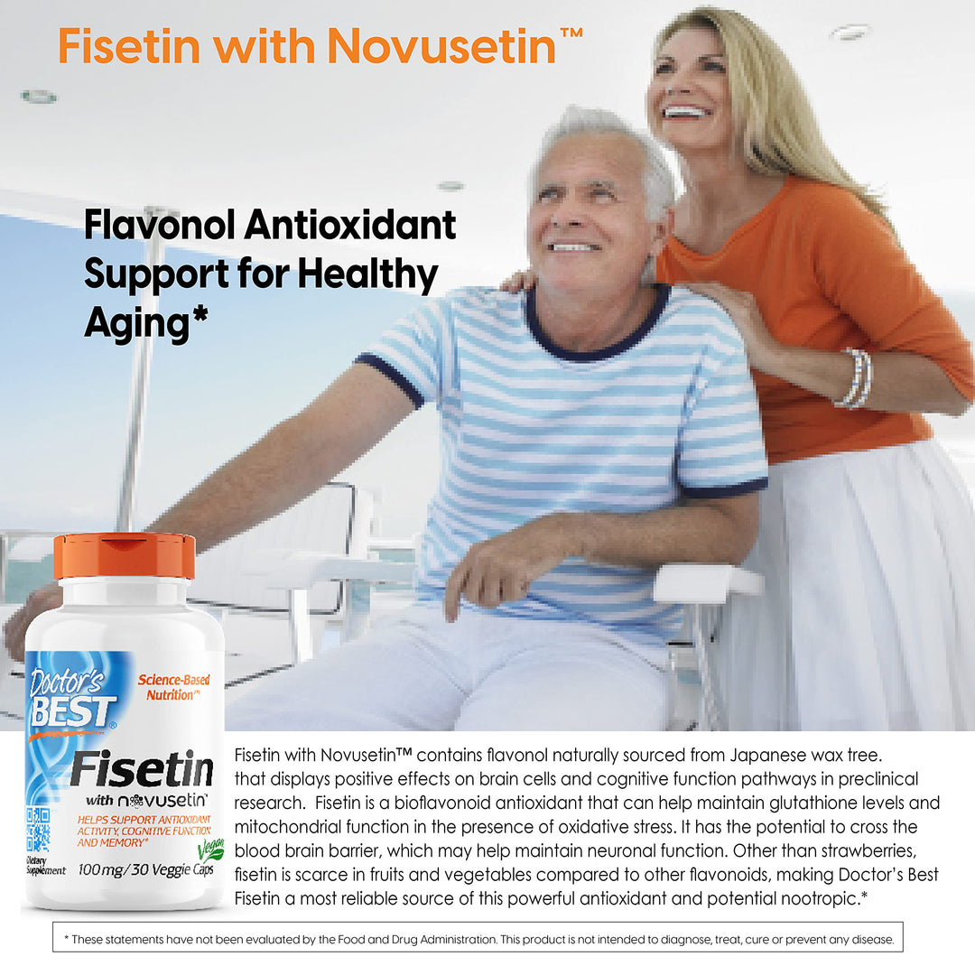 Doctor's Best Fisetin with Novusetin, Non-GMO, Vegan, Gluten & Soy Free, 100 mg, 30 Count