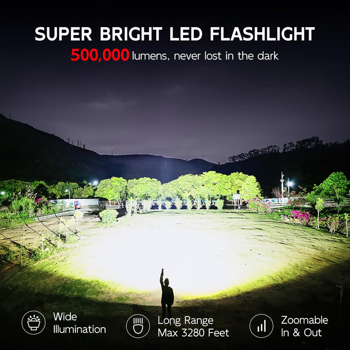 WdtPro Rechargeable Flashlight S5000, 3000 High Lumens 
