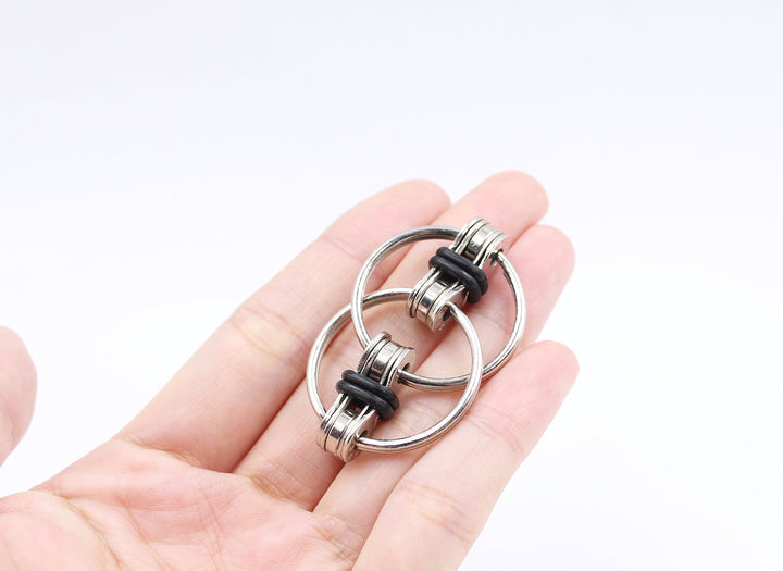 3-Pack Steel Flipping Bike Chain Fidget Toy. Relieve Your Stress, Anxiety, and Boredom All at Your Finger Tips! Also Helps ADD, ADHD, and Autism,