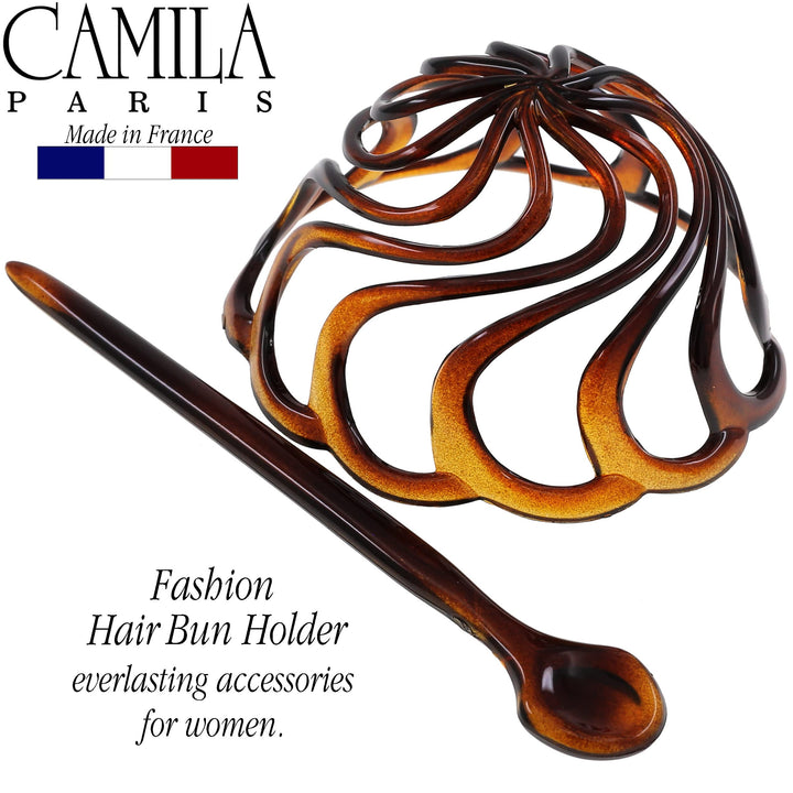 Paris CP16 French woman Hair Accessories (3 1/2) Hair Bun Ponytail Holder. Hair Updo Bun Cover Cap. Strong and Durable Hair Ornaments. Made in France