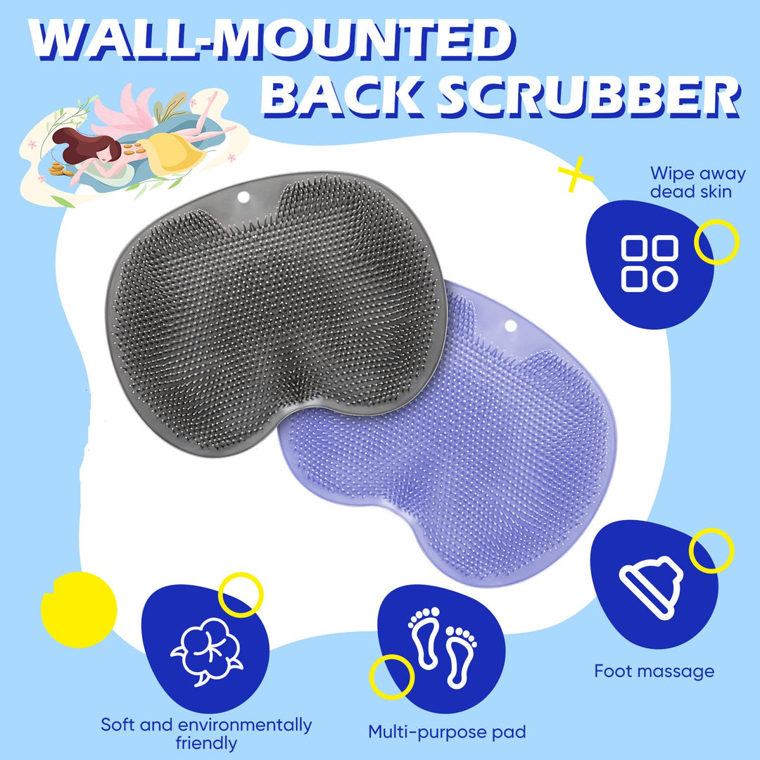 2 Pieces Shower Foot Scrubber Mat Silicone Bath Massage