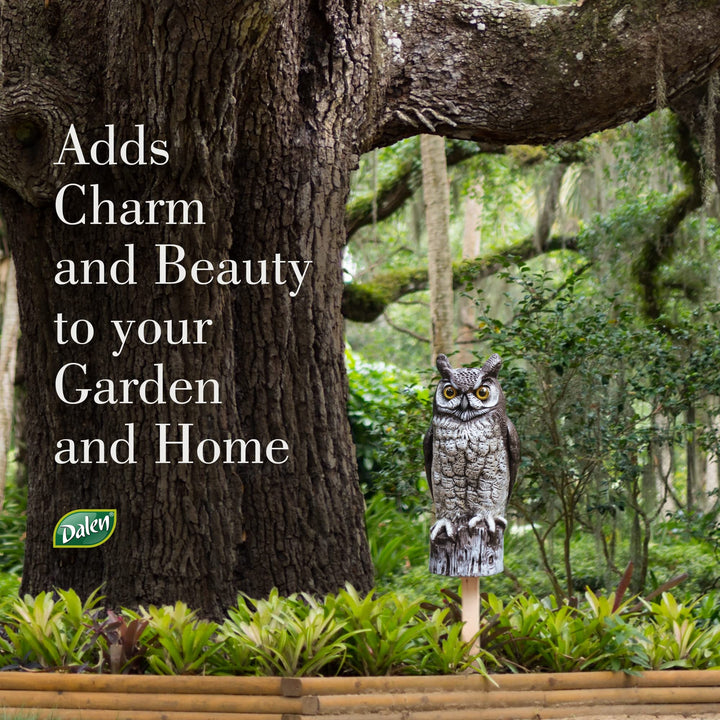 Fake Owl Decoy to Scare Birds Away from Gardens, Rooftops, and Patios - Scarecrow Provides Chemical-Free Pest Control - Safe and Humane, 16 Great Horned Owl