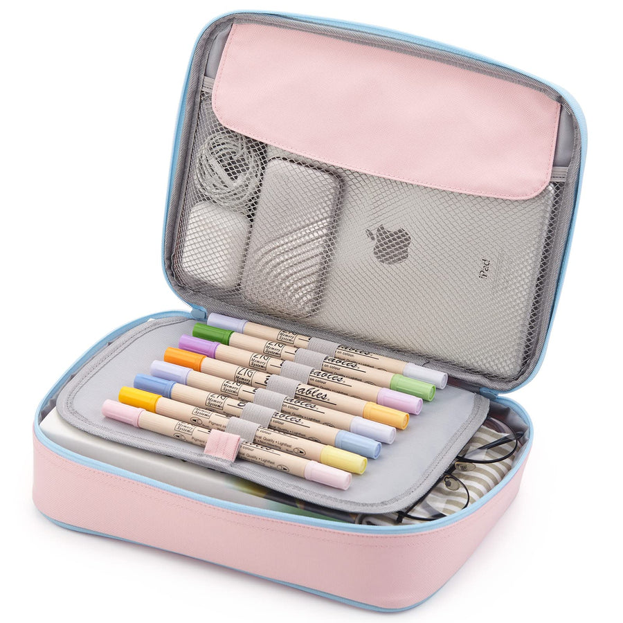 bible case for women bible cover for men Multi-Functional Stationery Zipper Pencil ipad case 11 inch Pencil Bags planner accessories for Travel School Office Pink xl