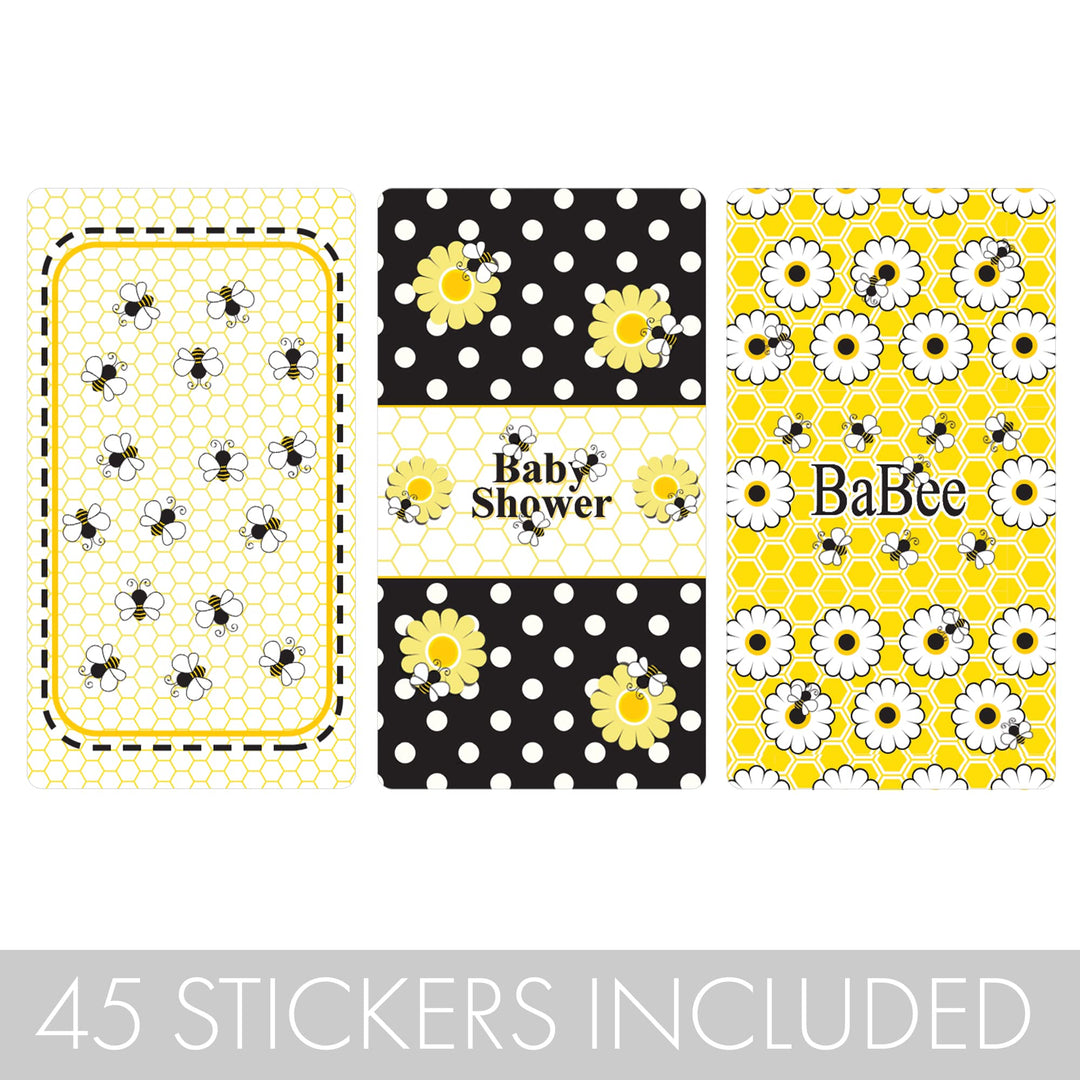 Bumble Bee Baby Shower Miniatures Candy Bar Wrapper Stickers (Set of 54)