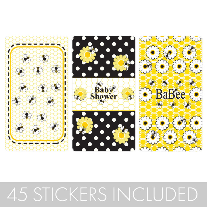 Bumble Bee Baby Shower Miniatures Candy Bar Wrapper Stickers (Set of 54)
