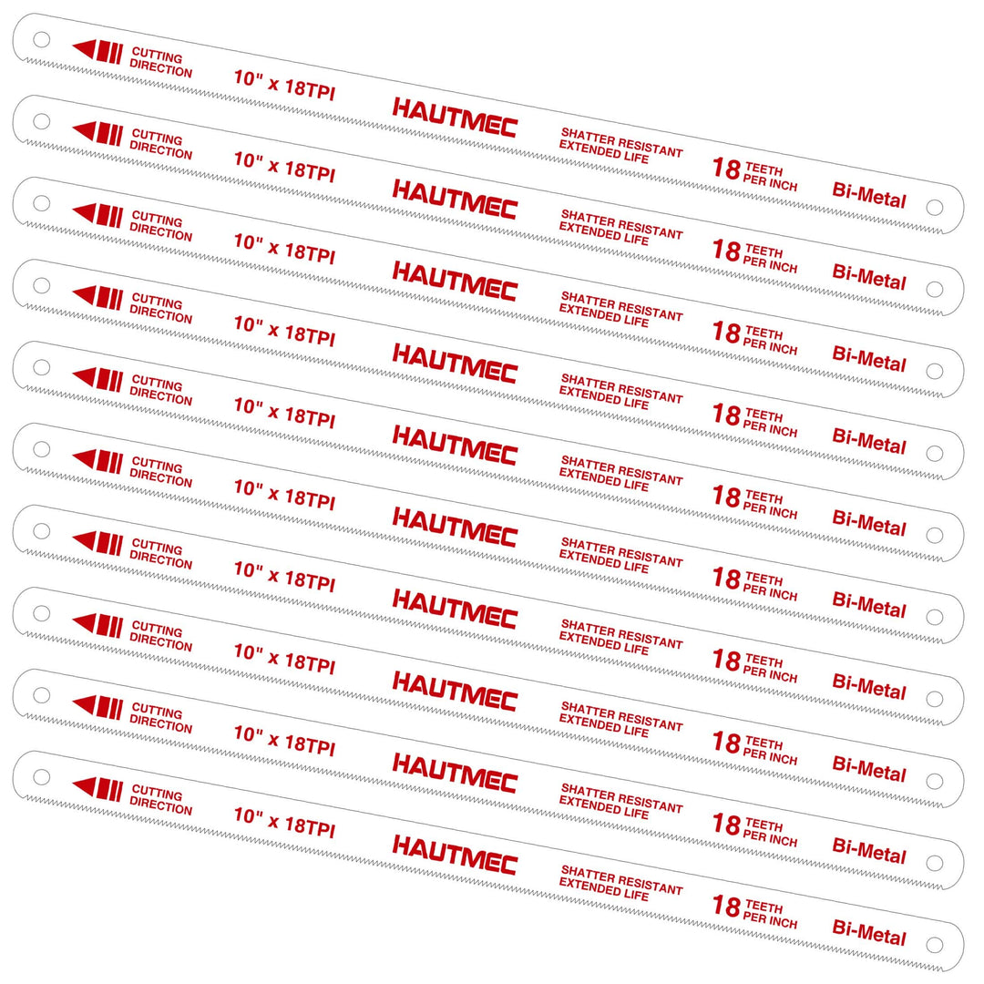 10 Hacksaw Blades Replacement Bi-Metal(10 Pack) 18 TPI High Speed Steel Grounded Teeth HT0119-CT